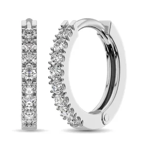 10K White Gold 1/4 Ct.Wt. Diamond Hoop Earrings ( Color G-H, Clarity Promo )