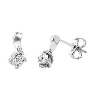 10K White Gold Illusion Setting Diamond Earrings