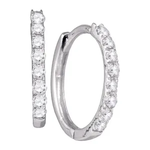 10kt White Gold Sparkling Diamond Hoop Earrings