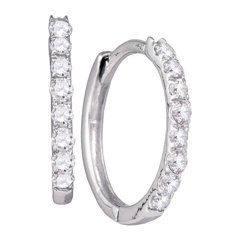 10kt White Gold Sparkling Diamond Hoop Earrings