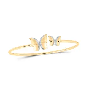 10kt Yellow Gold Diamond Butterfly Bangle Bracelet - Dazzling Flight of Elegance