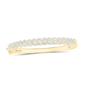 10kt Yellow Gold Women's Round Diamond Miami Cuban Bangle Bracelet 1-5/8 Cttw - Radiant Elegance