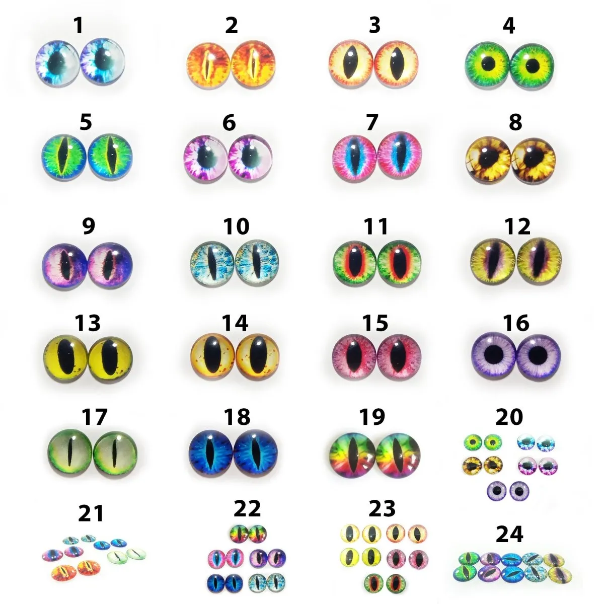 10pcs 15mm 18mm 20mm Glass Eyes Cabochon Lizard Cat Frog Animal Flat Dome Eye
