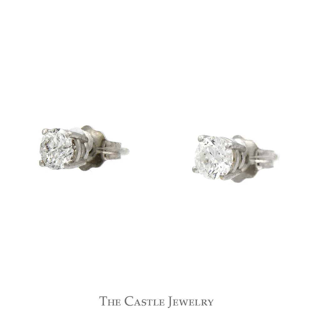 1/2cttw Round Brilliant Cut Diamond Stud Earrings in 14k White Gold