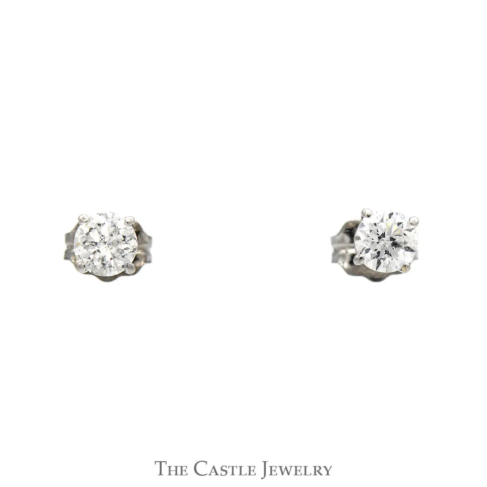 1/2cttw Round Brilliant Cut Diamond Stud Earrings in 14k White Gold