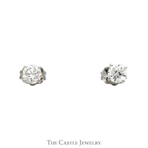 1/2cttw Round Brilliant Cut Diamond Stud Earrings in 14k White Gold
