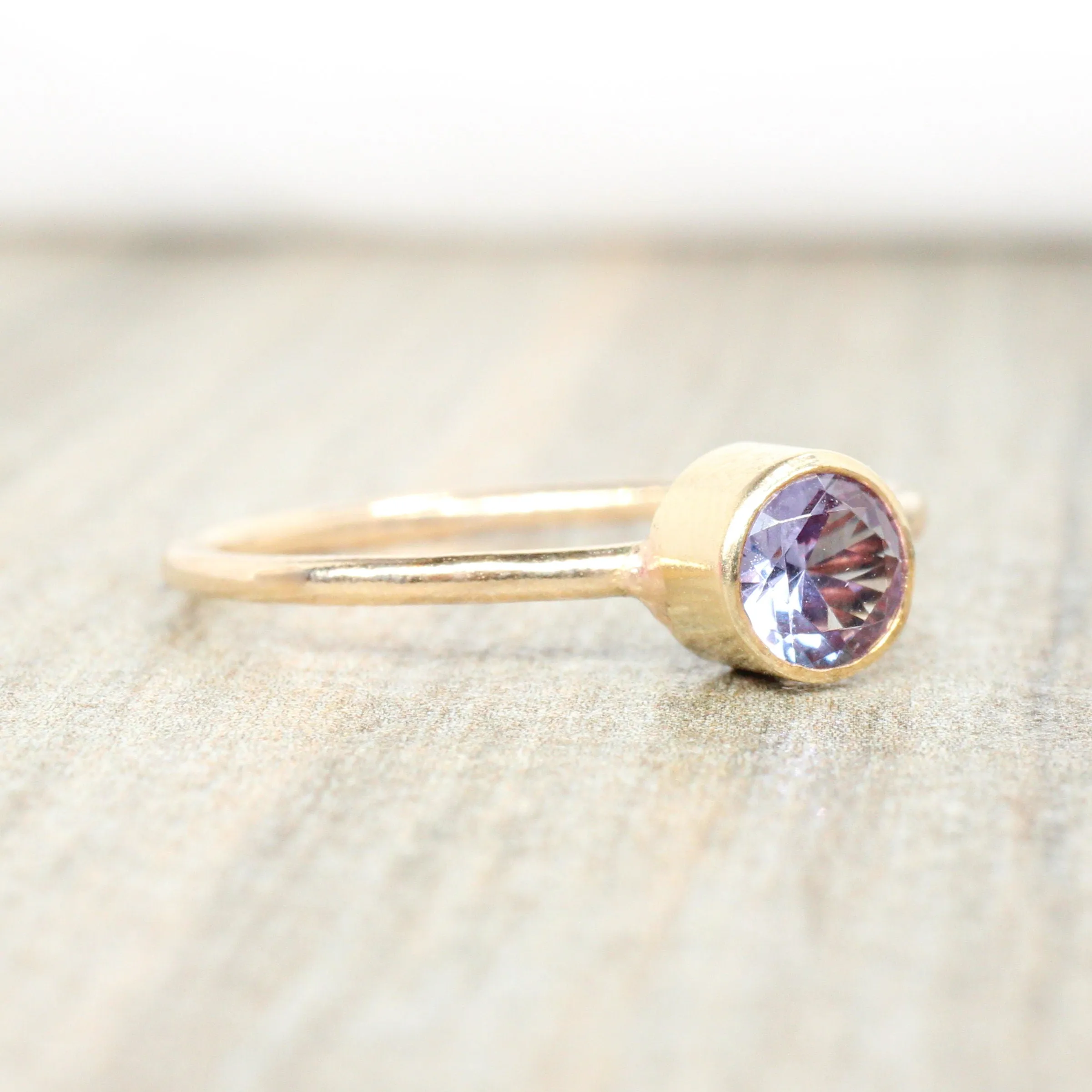 14K Gold Filled Lab Blue Zircon Stacking Ring