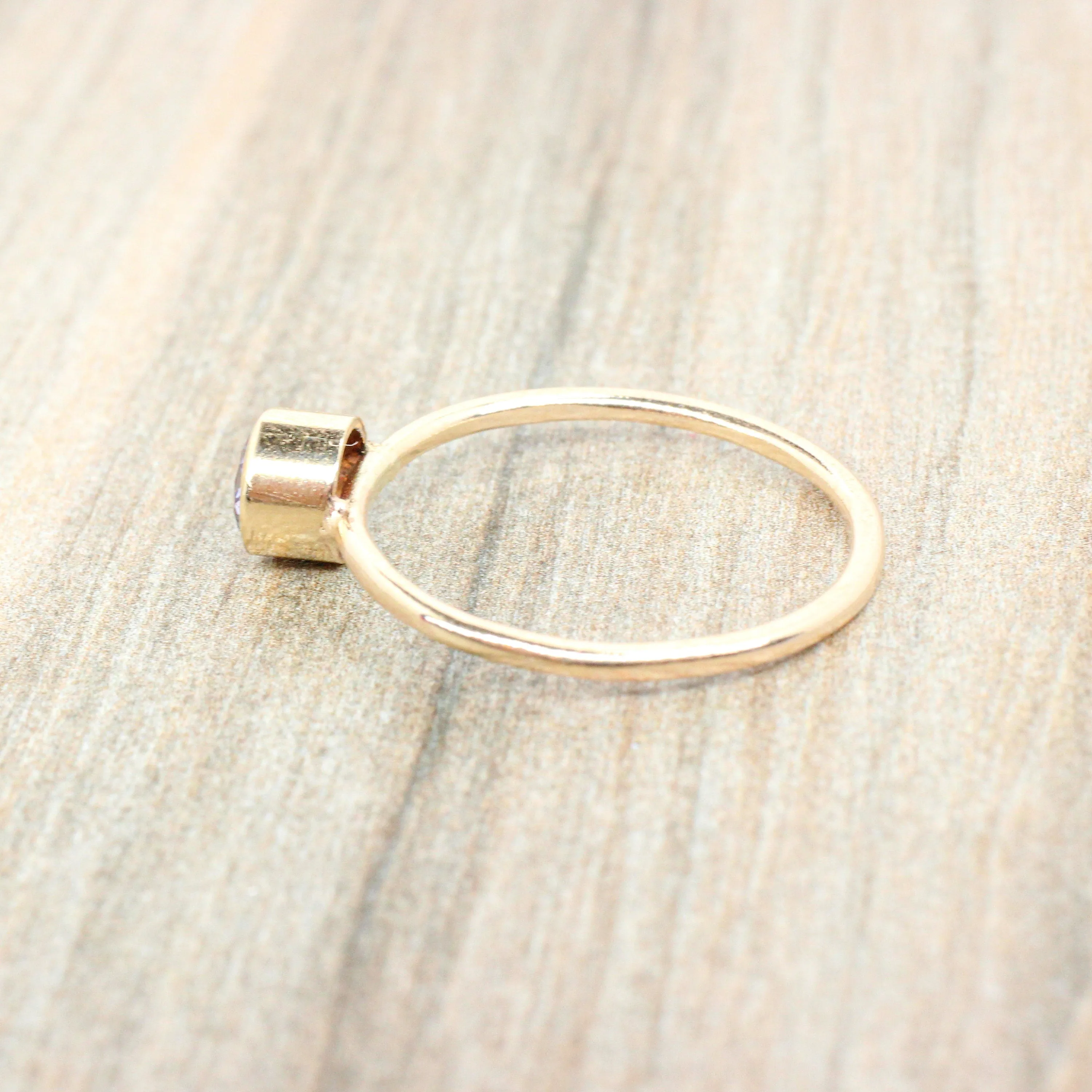 14K Gold Filled Lab Blue Zircon Stacking Ring