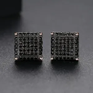 14K Gold-Plated Exquisite Micro Pave Cubic Zirconia Men & Women Stud Earrings