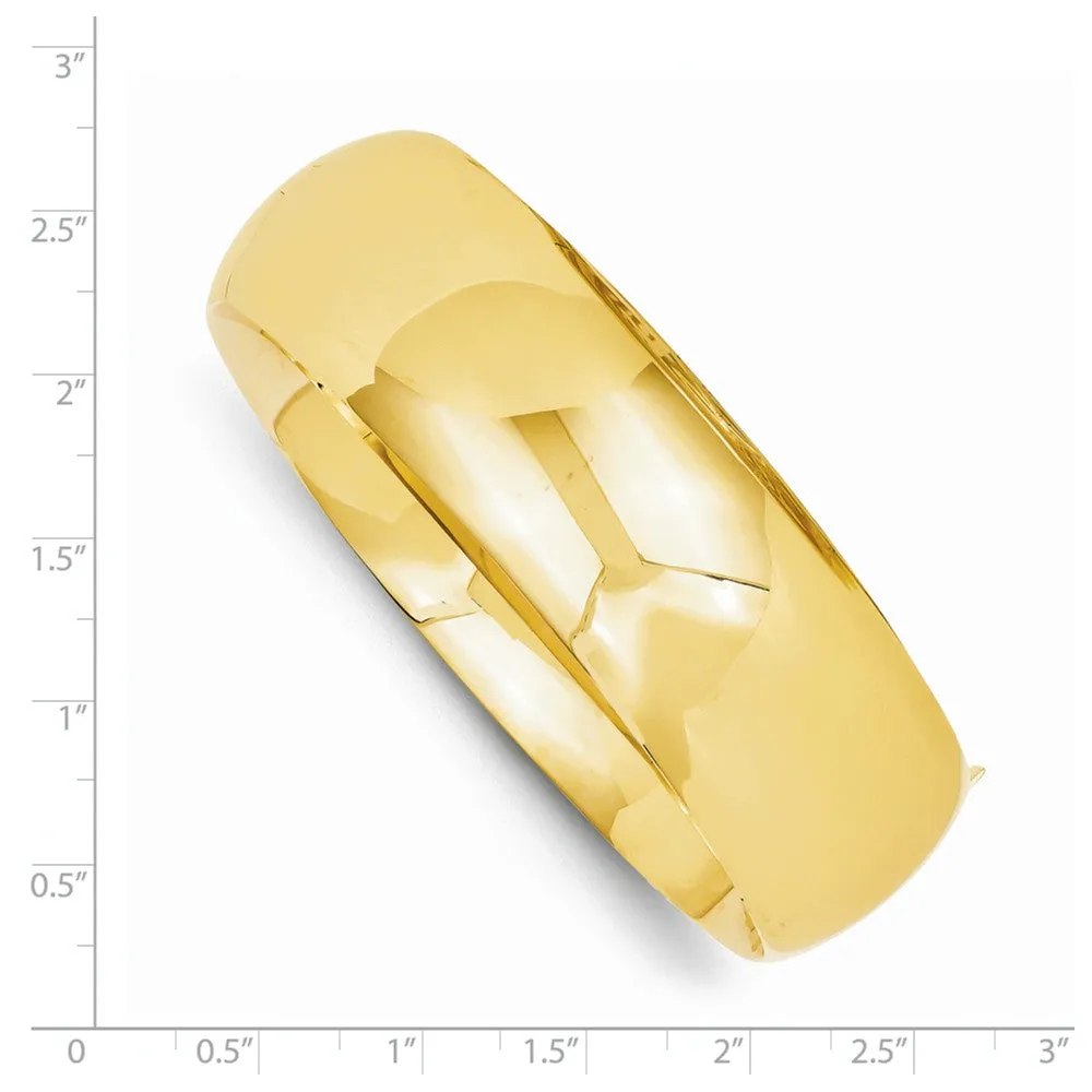 14K Gold Polished Hinged Bangle Bracelet with Safety Bar