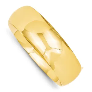14K Gold Polished Hinged Bangle Bracelet with Safety Bar