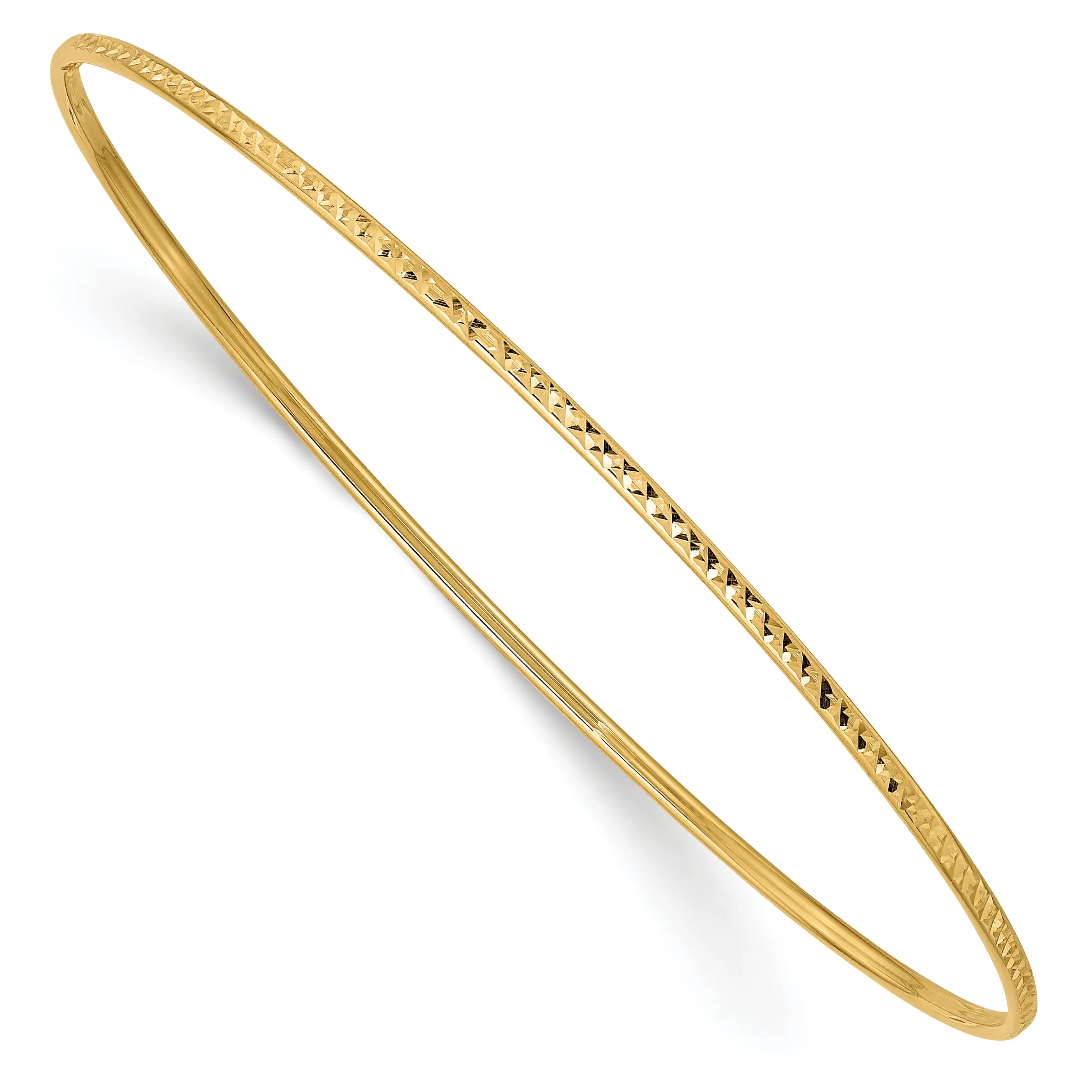 14K Gold Women's Diamond-Cut Bangle Bracelet with Polished Finish Elegant and Timeless Design