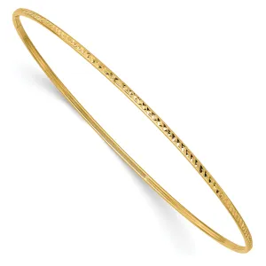 14K Gold Women's Diamond-Cut Bangle Bracelet with Polished Finish Elegant and Timeless Design