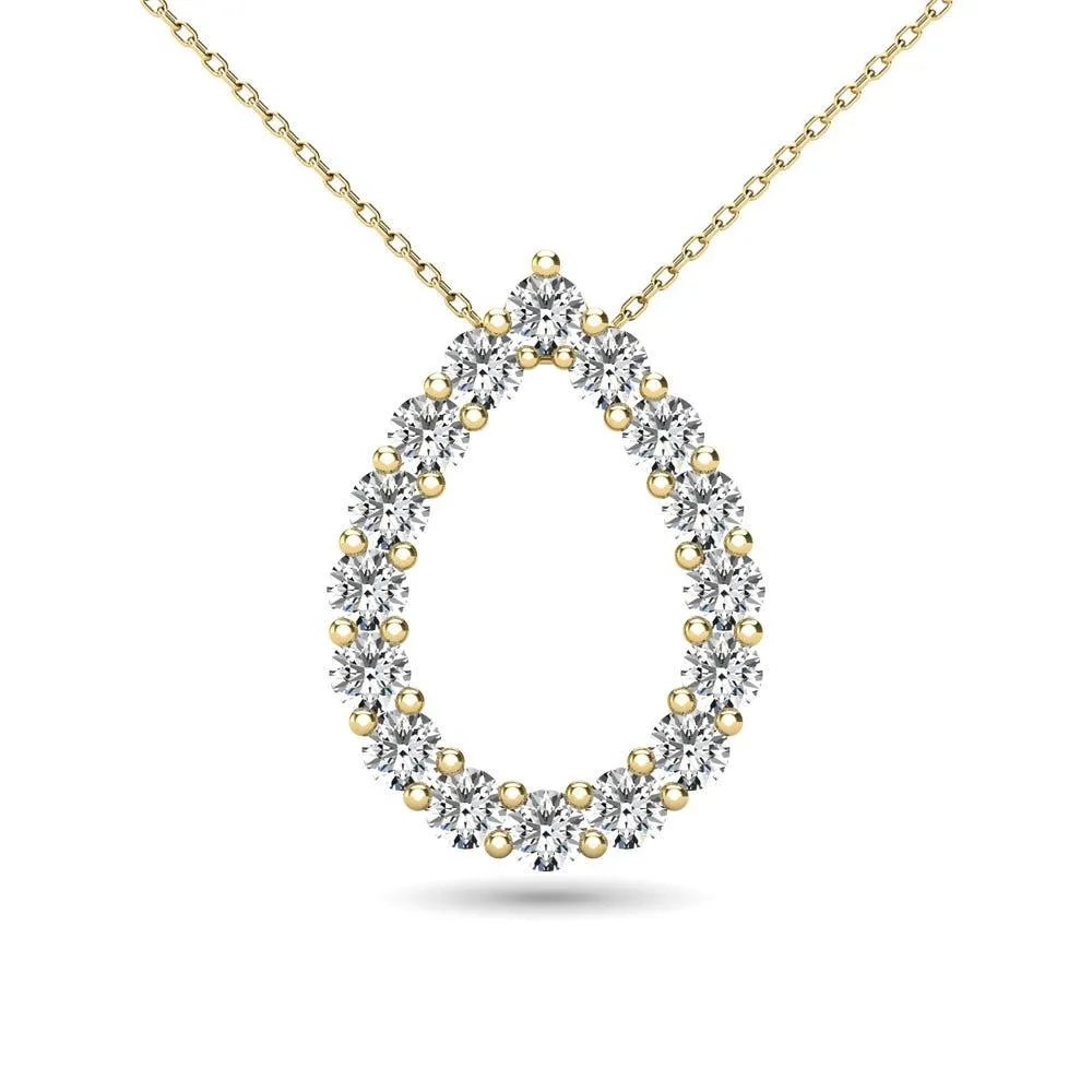 14K Yellow Gold 3/8 Ct.Tw. Diamond Tear Drop Pendant