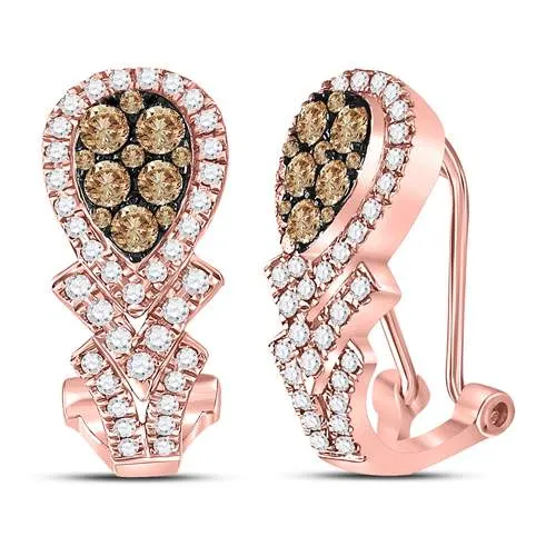 14kt Rose Gold Brown Diamond Hoop Earrings: Mesmerizing Elegance and Sparkle