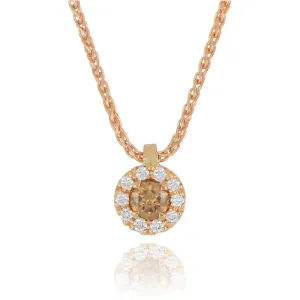 18ct rose gold 0.29ct cognac diamond cluster necklace
