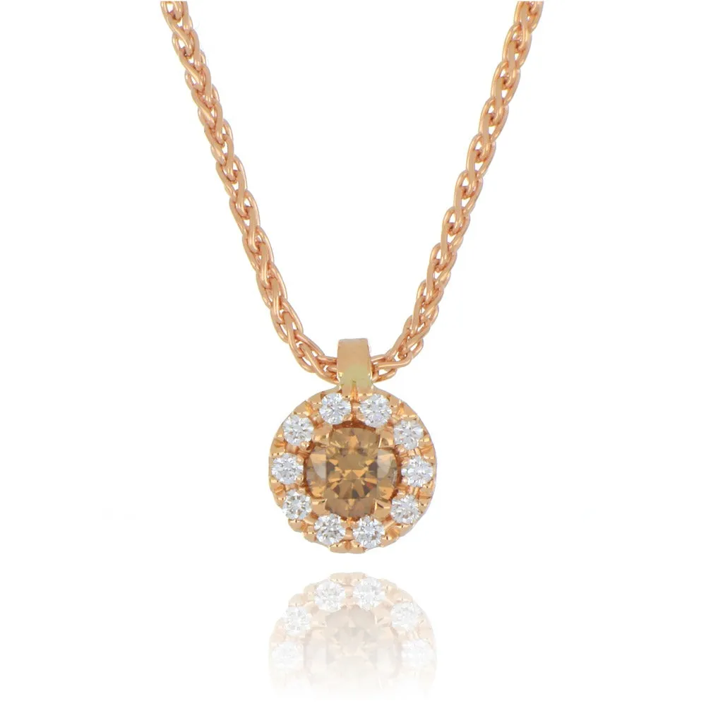 18ct rose gold 0.29ct cognac diamond cluster necklace
