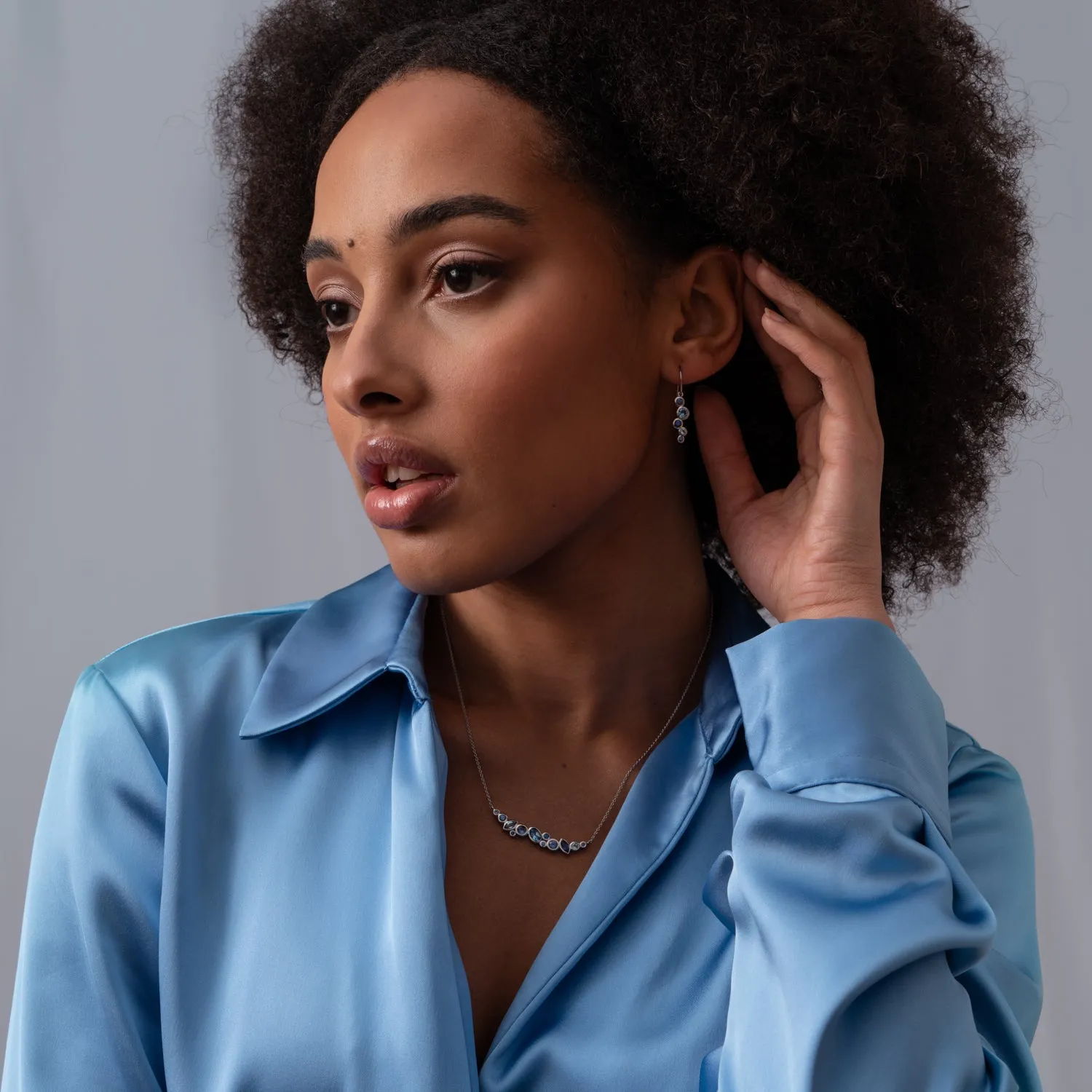 18k Sapphire & Aquamarine Large Cascade Earrings