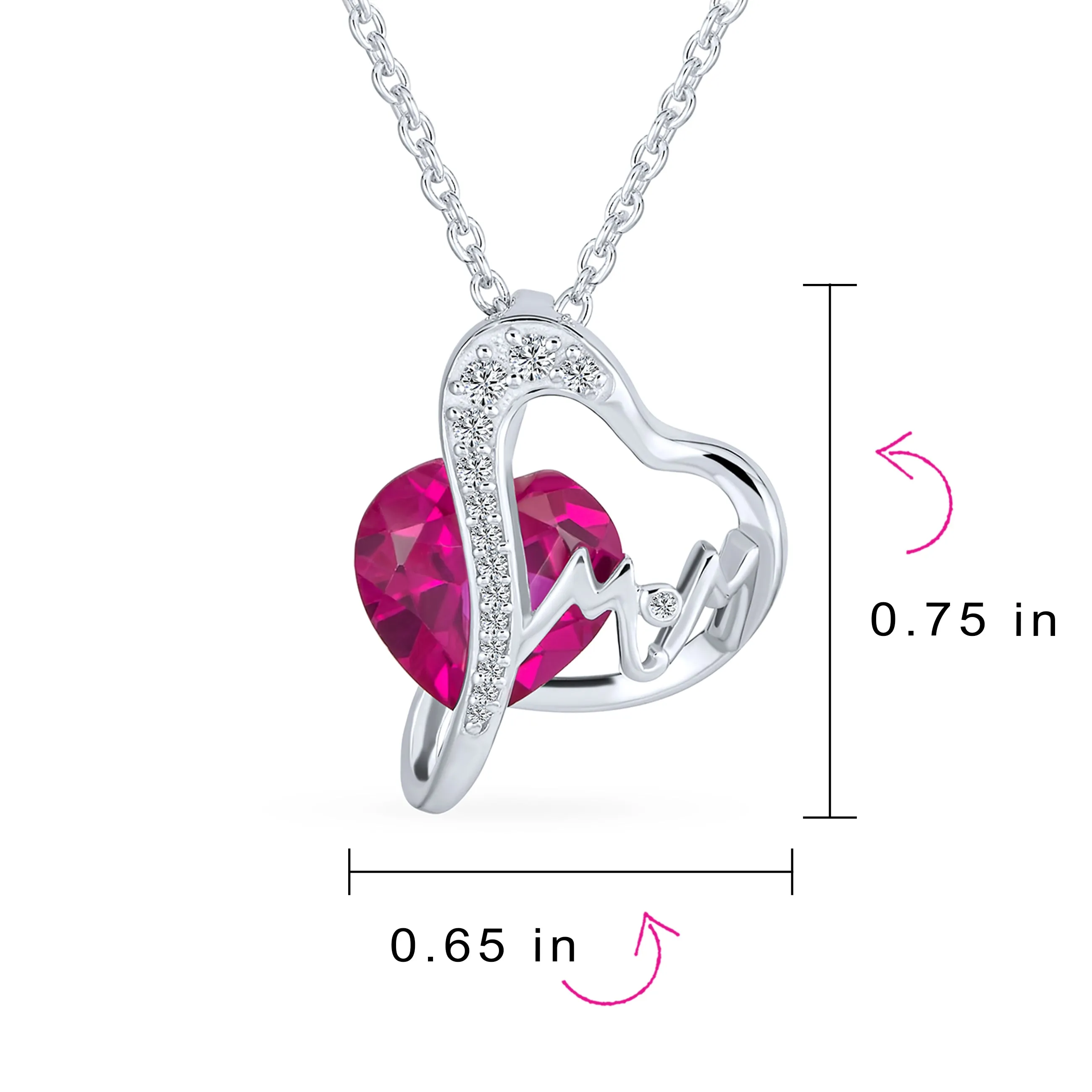 2 Tone Pink Crystal Twisting  Infinity Heart Word Mom Pendant Necklace