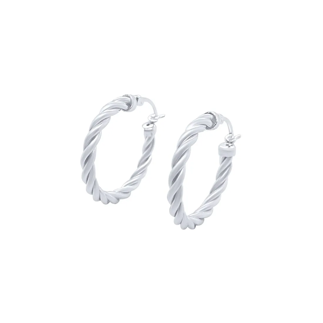 25mm Tight Twist Hoop Earrings in Sterling Silver