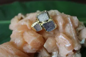 3 Stone Natural Druzy Ring