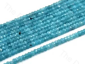 4 mm Cyan Rondelle Jade Quartz Stones