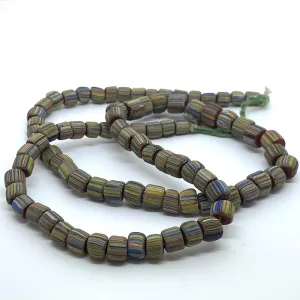 4~5mm Gooseberry - Teal w. Earthy - Java Glass Beads - (1 strand)