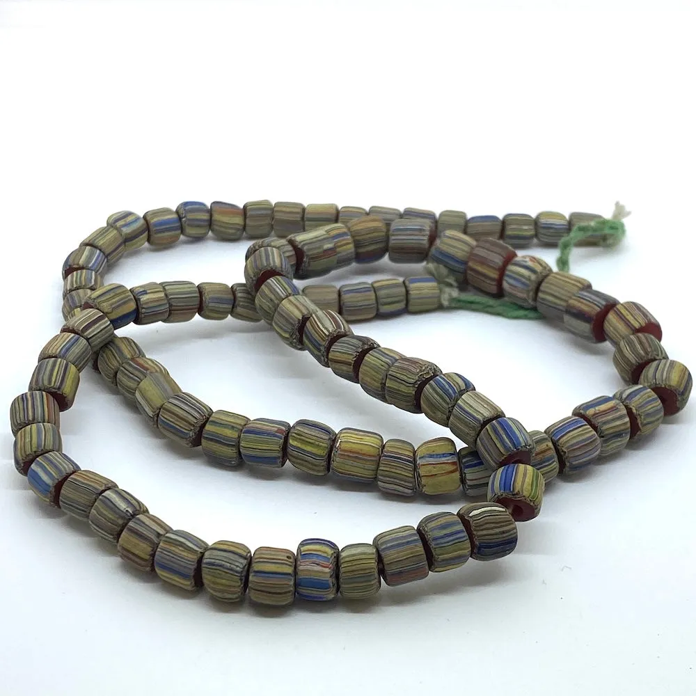 4~5mm Gooseberry - Teal w. Earthy - Java Glass Beads - (1 strand)