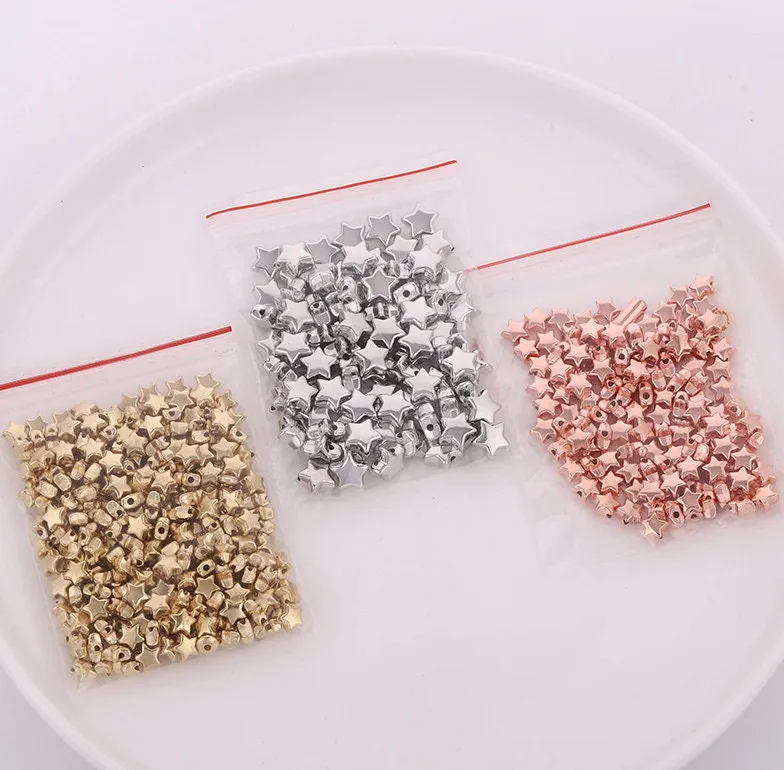 500-1000 Star Beads Tiny Star Spacer Beads Gold Silver Rose Gold Celestial Night Sky Beading Jewelry Supplies Connector Findings Charm Shiny