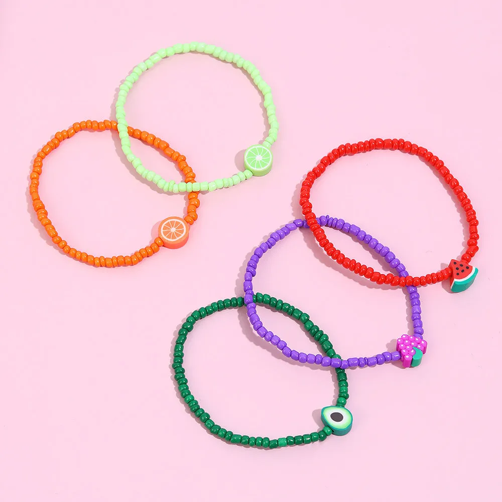 5PCS Summer Fruit Stackable Bead Bracelets