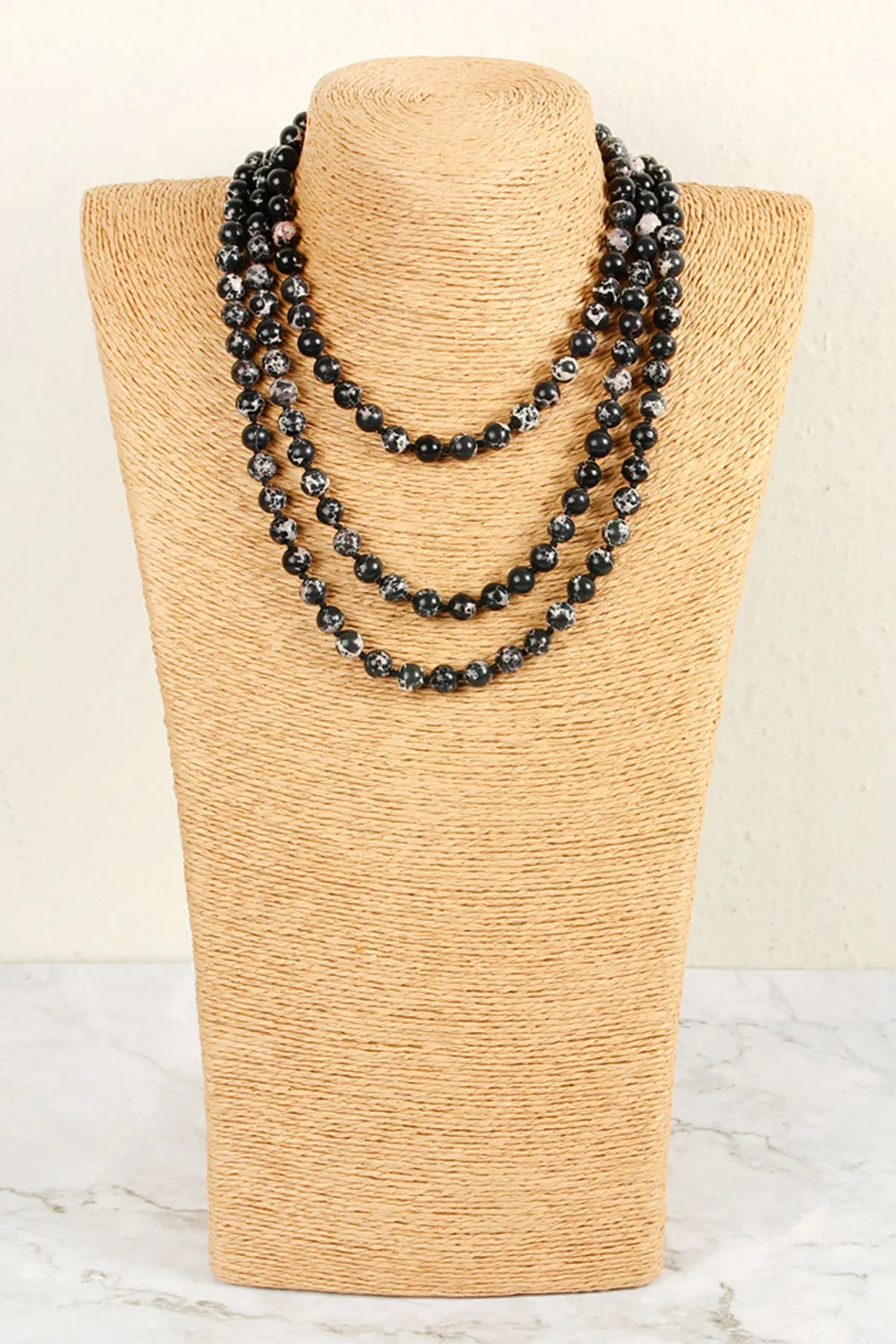 60 Inches Marble Beads Long Necklace