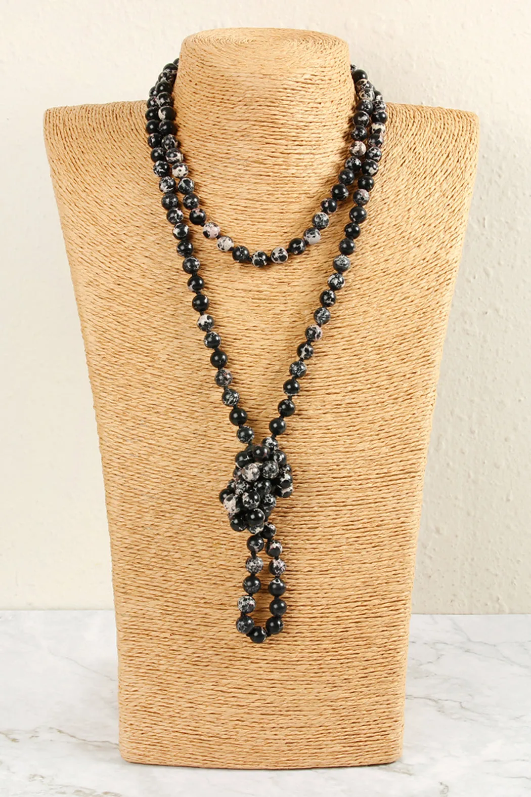 60 Inches Marble Beads Long Necklace