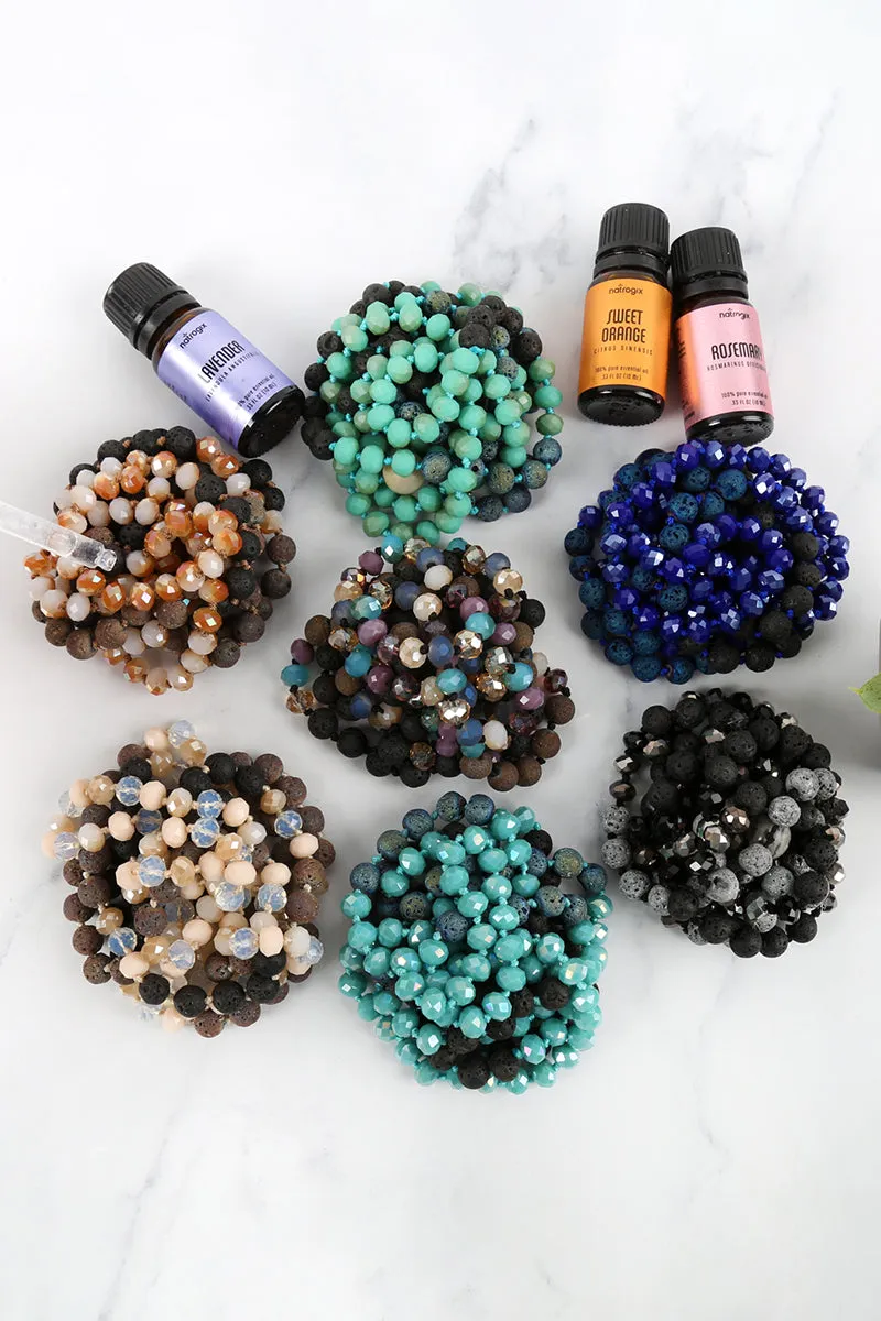 60" LAVA CRYSTAL NATURAL STONE NECKLACE