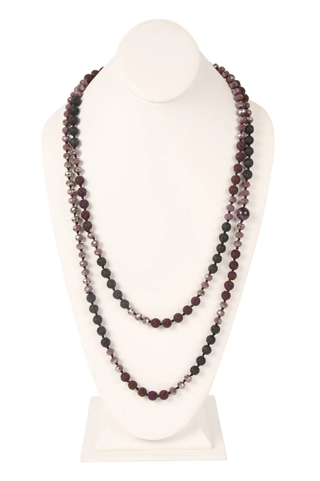 60" LAVA CRYSTAL NATURAL STONE NECKLACE