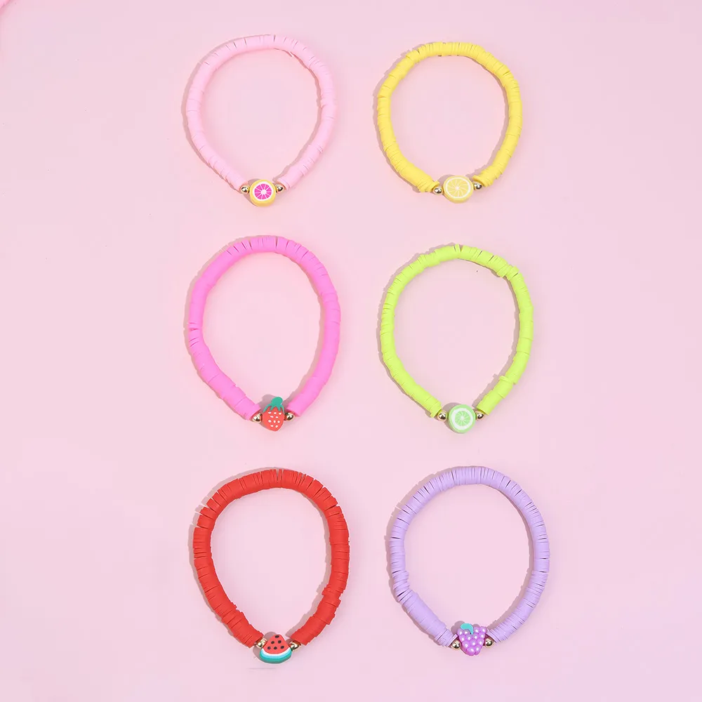 6PCS Cute Fruit Clay Beads Bracelets