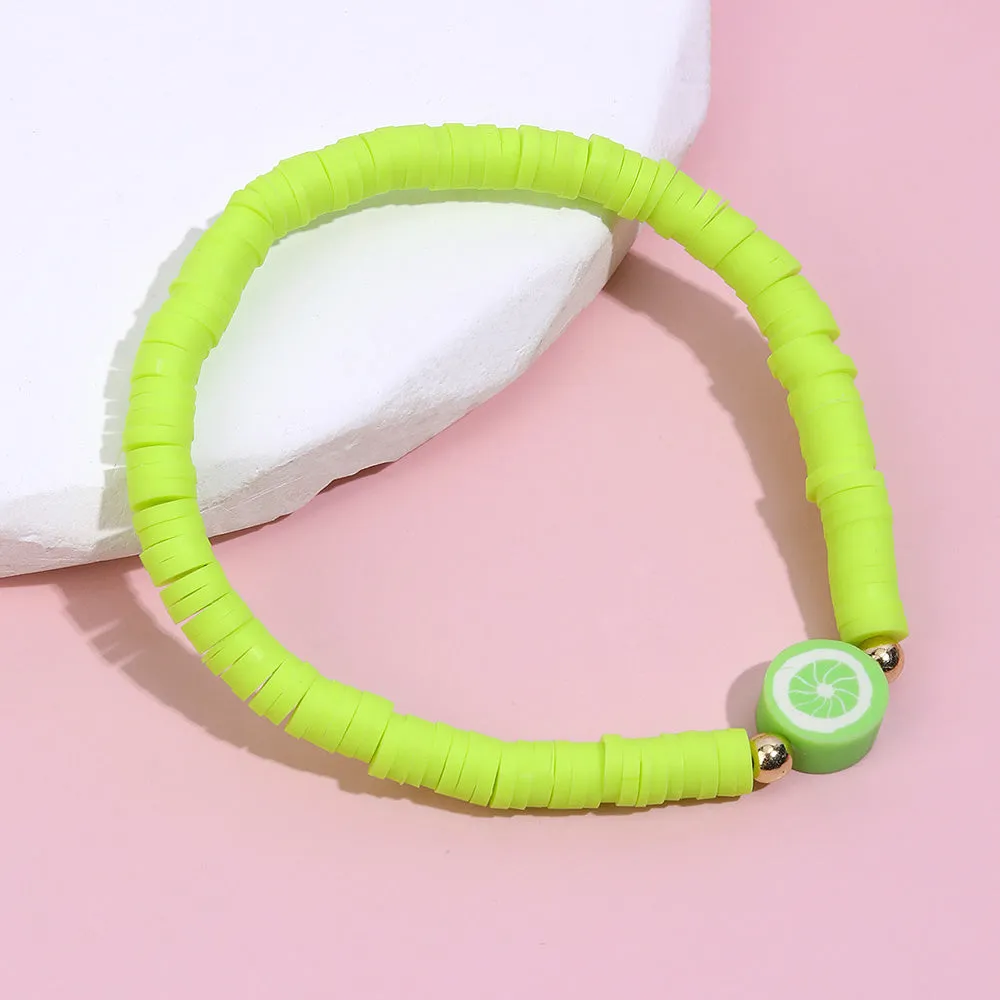 6PCS Cute Fruit Clay Beads Bracelets