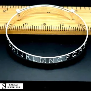 925 Sterling Silver Baby Alphabet Expandable Bangle Diamond Cut Design | Shop Online Sarraf Jewellers UK