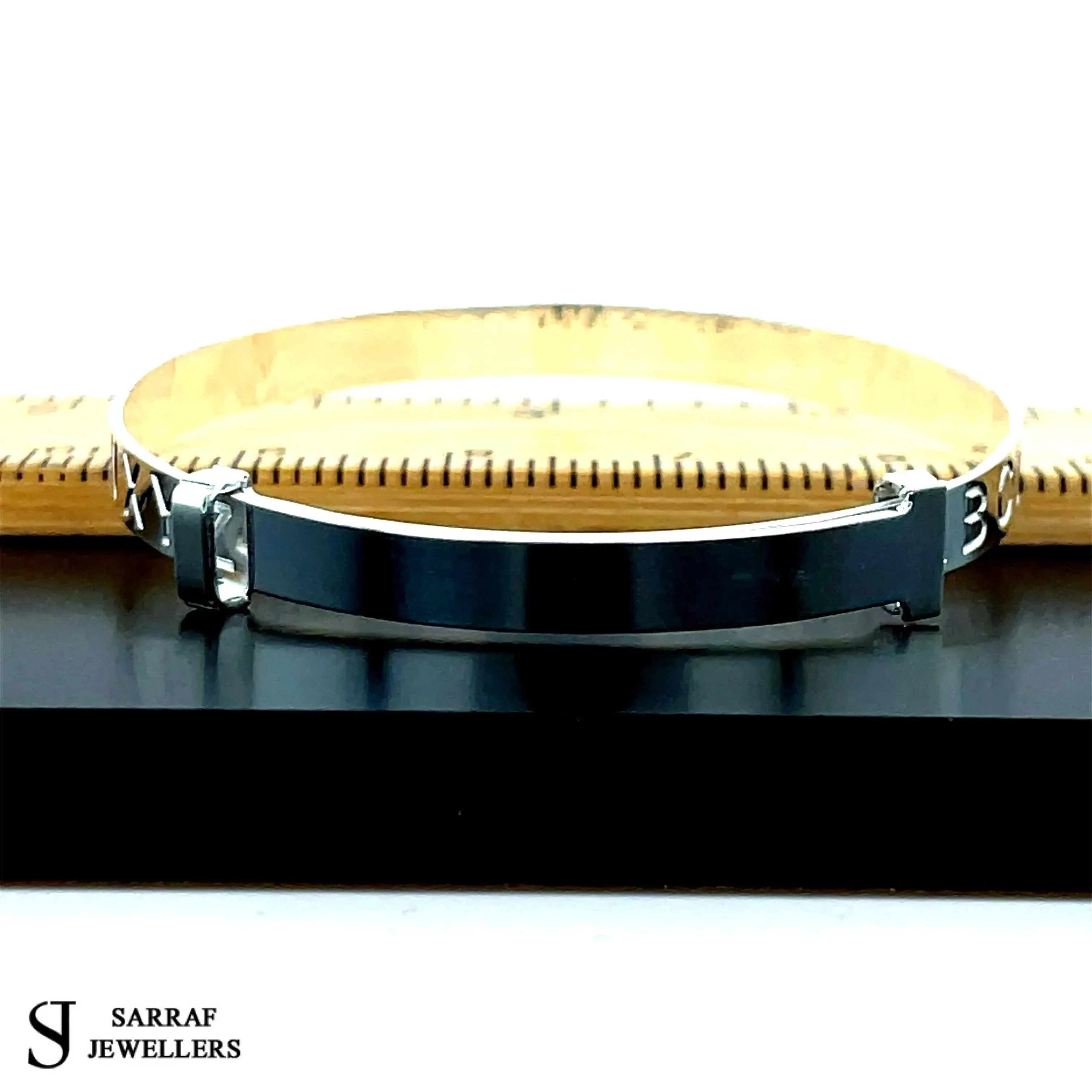 925 Sterling Silver Baby Alphabet Expandable Bangle Diamond Cut Design | Shop Online Sarraf Jewellers UK