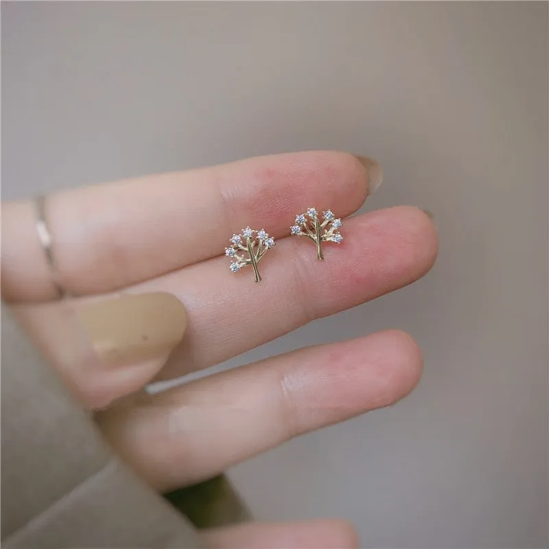 925 Sterling Silver Korean Exquisite Crystal Tree Life Tree Plating