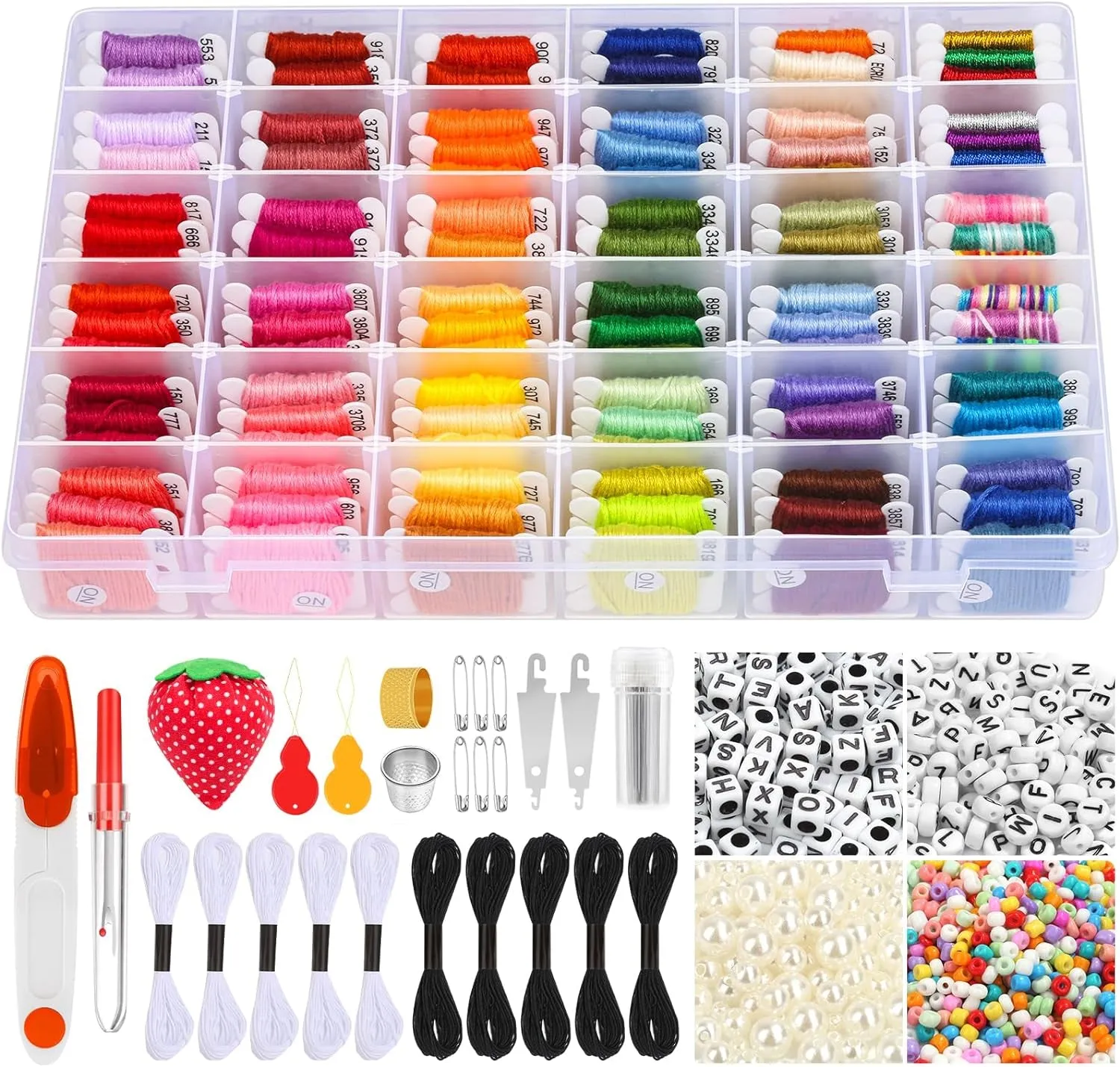 985Pcs String Bracelet Making Kit, Friendship Bracelet String Kit with 110 Skeins Embroidery Floss Cross Stitch Thread, 830 Beads for Friendship Bracelet Making, 45Pcs Embroidery Tools