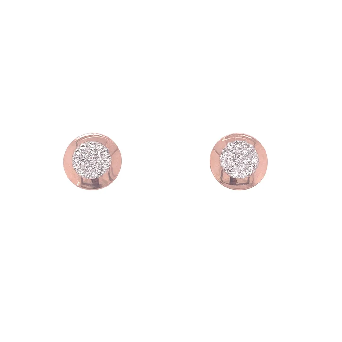 9ct Rose Gold Silver Infused Pave Crystal Stud Earrings
