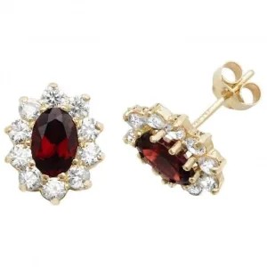9ct Yellow Gold Garnet Stud Earrings ES545GA