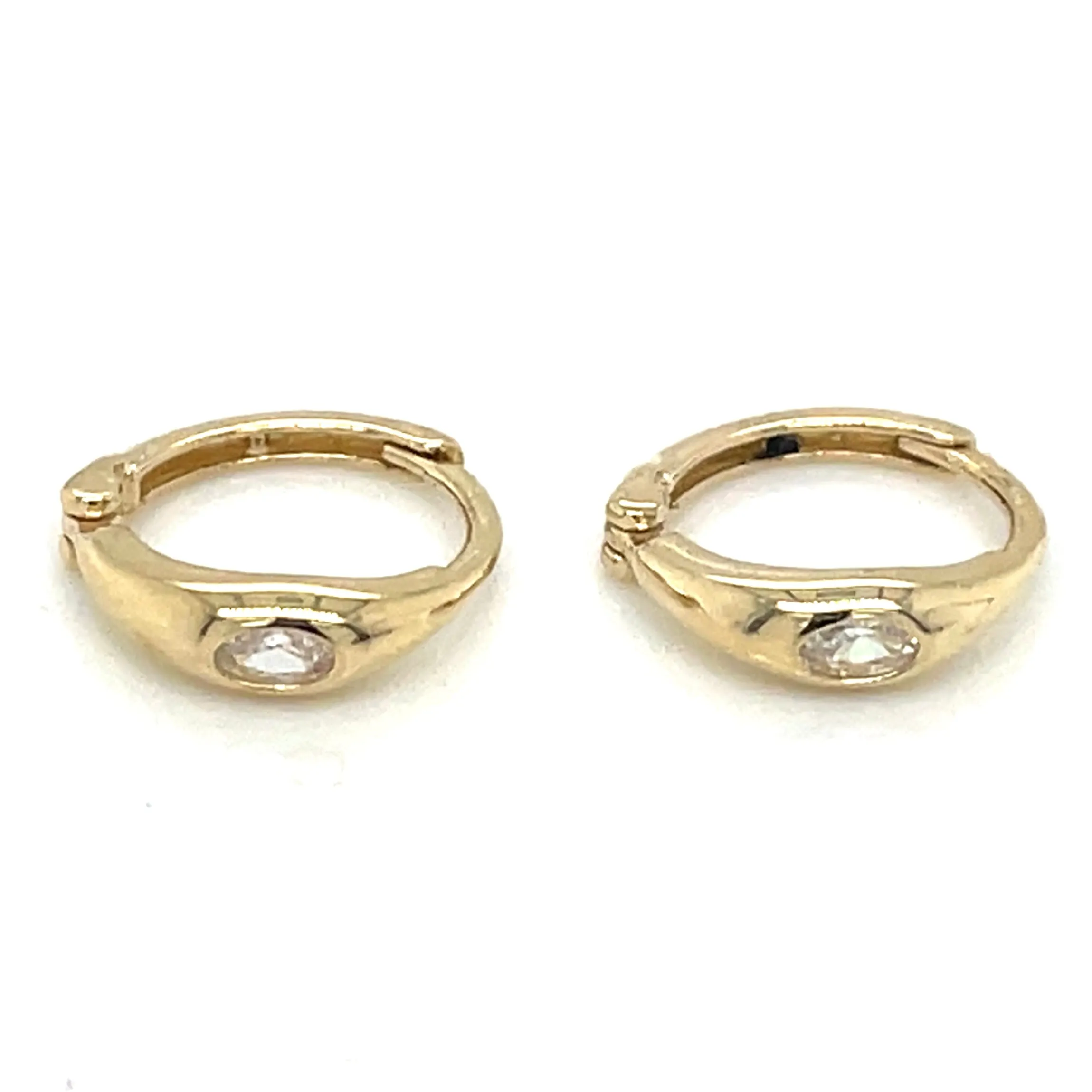 9ct Yellow Gold Hoop Earrings With Cz