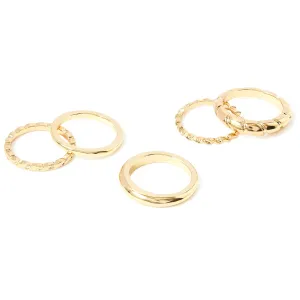 Accessorize London Women's Gold Romantic Ramble Set of 5 Twisted Rings Pack-Medium
