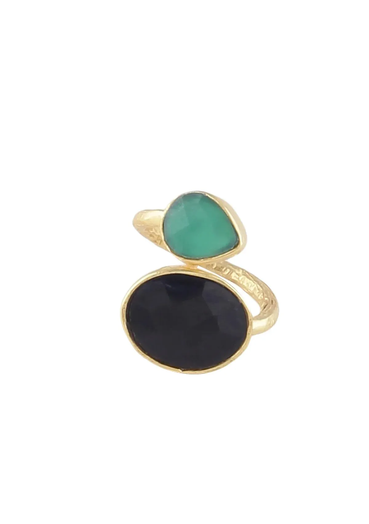 Adjustable Green & Black Onyx Ring