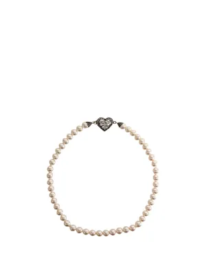 Alessandra Rich Heart Charm Pearl Necklace