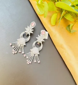 American Diamond Dangler Earrings with CZ Stones – Elegant Drop Earrings with Cubic Zirconia