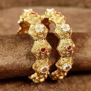 ANTIQUE GOLD PLATED TRADITIONAL OPENABLE BANGLES