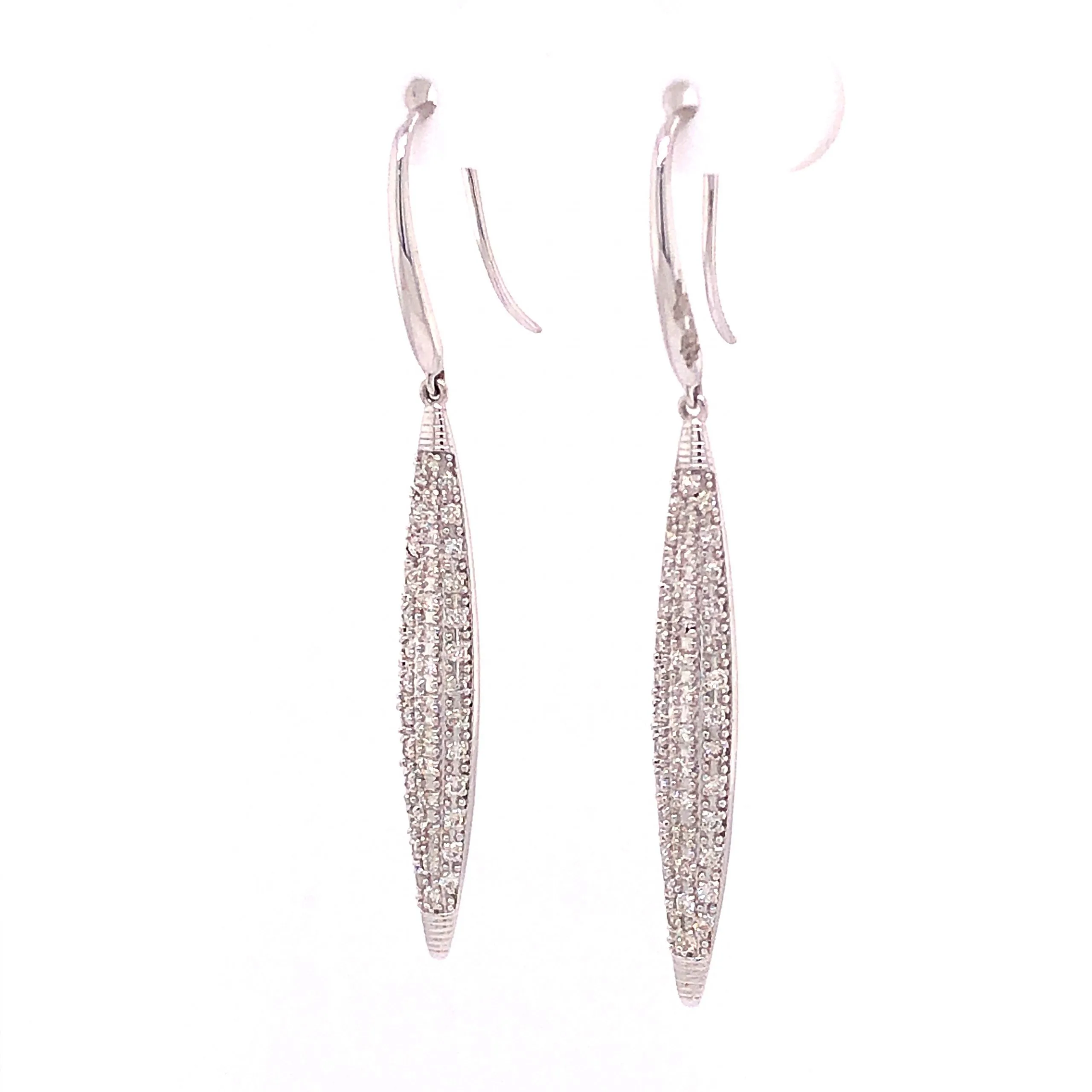Antique Inspired Diamond Drop Earrings in 14k White Gold