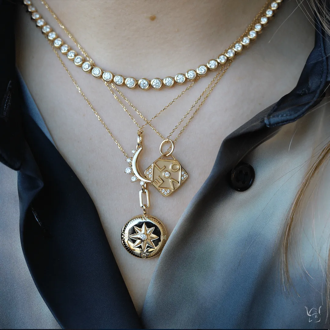 April Diamond "Moon" Birthstone Necklace